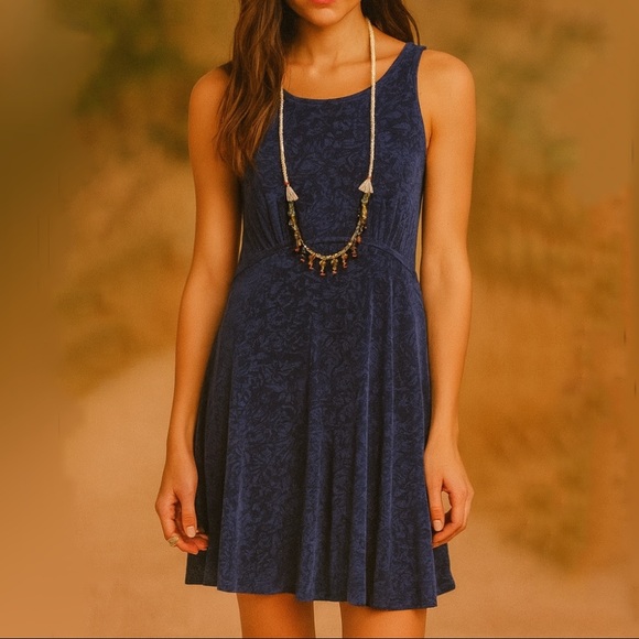 NWT Free People Lady Jane Navy Open Back Stretch Sleeveless Fairy Whimsy Office - Picture 1 of 16